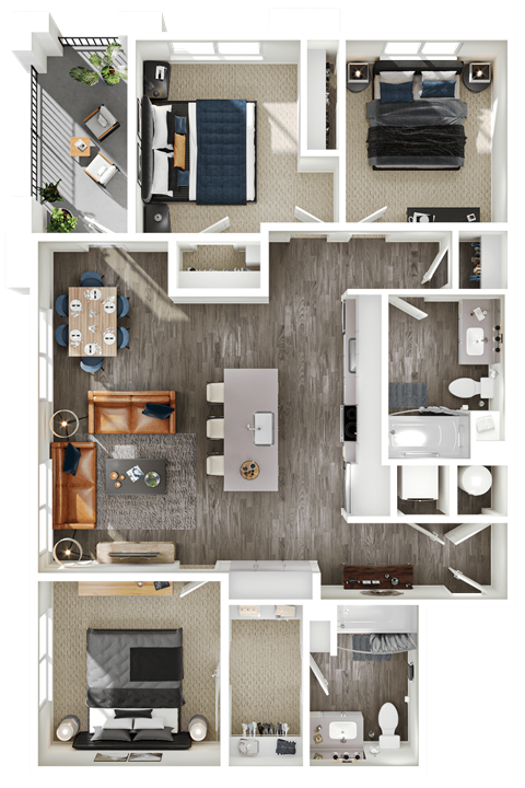 Halogen Apartments C1 3D Floor Plan